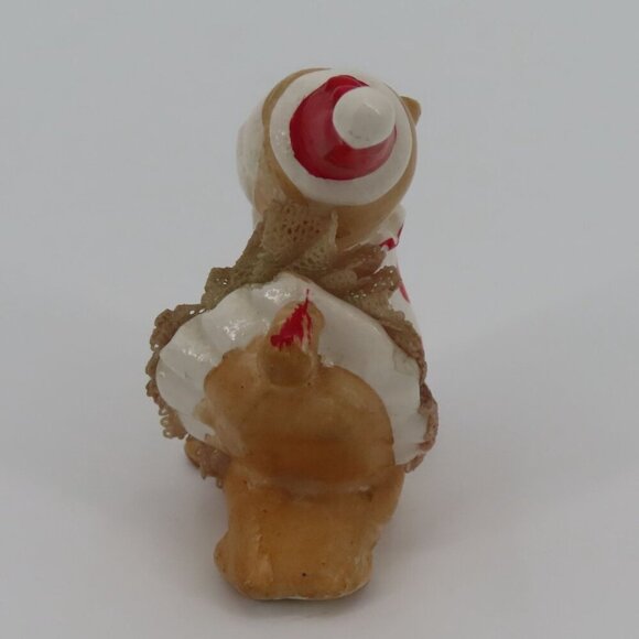 Vintage Circus Clown Monkey Ceramic Figurine 2.6in Red Polka Dot Tutu Skirt Hat - Picture 4 of 9